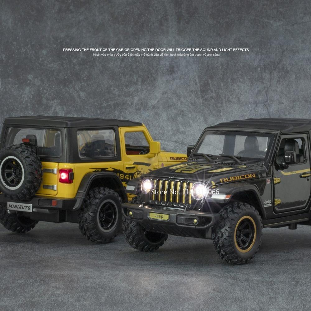1/32 Wrangler Alloy Diecast Car Models Toy 1941 Rubicon Metal Off-Road Vehicles with Sound Light Car Toys for Children Boys