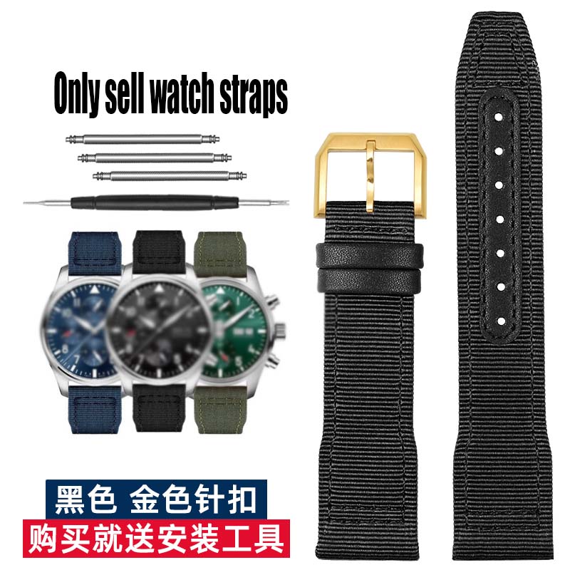 20 21 22mm Braccialetto Blu Verde di Alta Qualità per Orologio IWC Cinturino in Nylon e Vera Pelle Big Pilot Little Prince Mark 18
