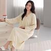 Camice da notte stile palazzo da donna: Elegante Abito Lungo Monocolore per Primavera e Autunno 2026