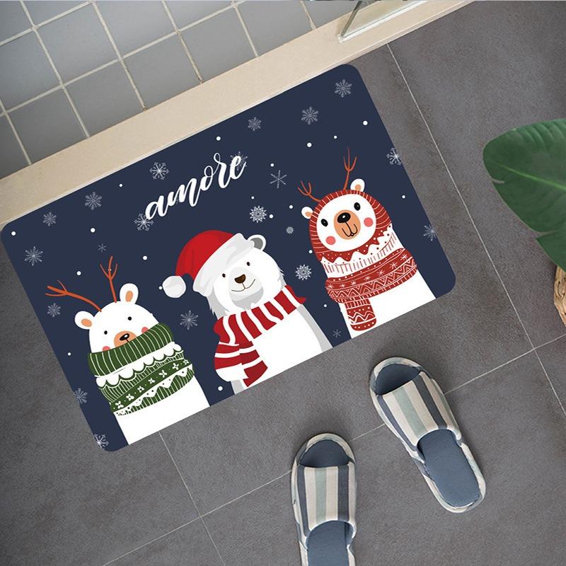 Frohe Weihnachten Bereichsteppich Weihnachts-Teppich für Wohnzimmer Rote Geometrie Streifen Wohnzimmerteppiche Winter Rutschfest Waschbare Bodenmatte