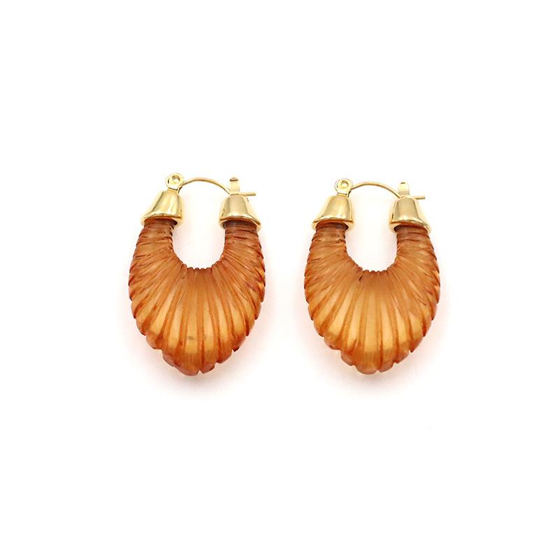 Special For Niche Retro Transparent Resin Earrings, High-End Fashion Transparent Color V-Shaped Ear Buckles