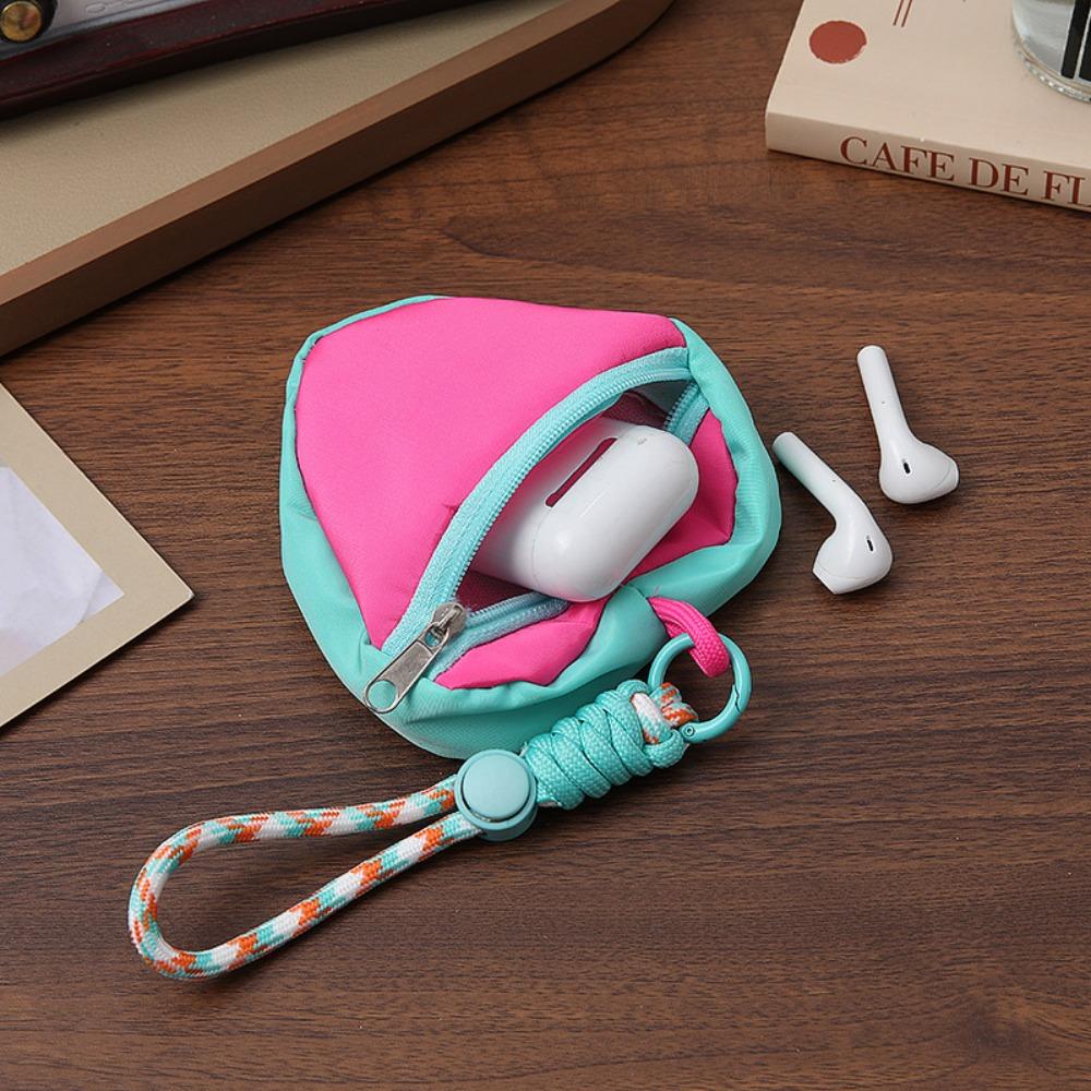 Fashion Colorful Love Heart Storage Bag Zipper Anti Loss Earphone Bag Backpack Pendant
