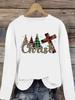 (Asian Size) Clothing T Shirt Graphic Tee Women faith peace Merry Christmas new year Print Casual Fashion Top o-neck Long Sleeve T-shirts