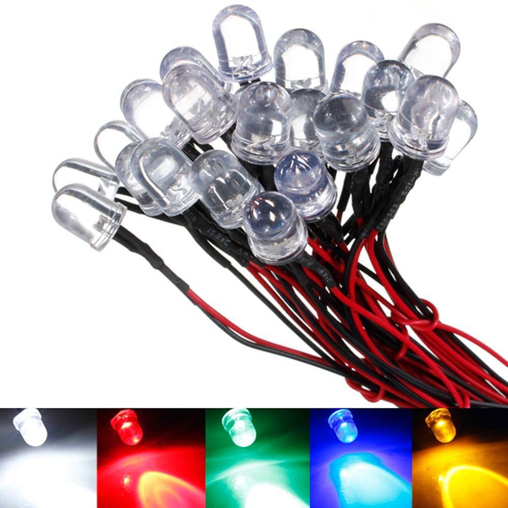 10 pcs DC 12V 5mm Light Emit Diode LED Wired