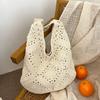 Lazy Style Crochet Shoulder Bag Large Capacity Tote Bag Trendy Women Straw Woven Bag  Ladies