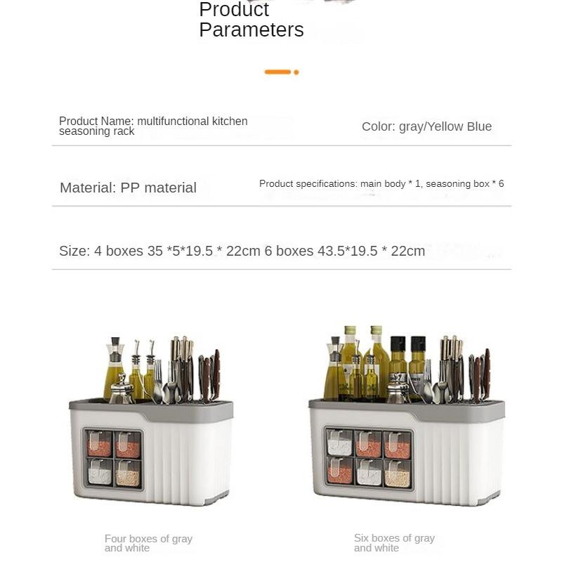 Multi-functional Seasoning Box Kitchen Storage Rack Seasoning Bottle Condiment Storage Rack Seasoning Tank Knife and Tableware Storage Box