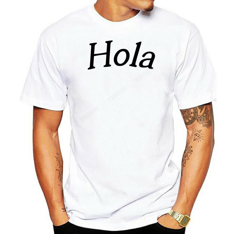 Men Round neck tshirts Hola Spain TShirt Spanish Hello Country Saying Slogan Trend Various Colors unisex Oversized teeshirt S