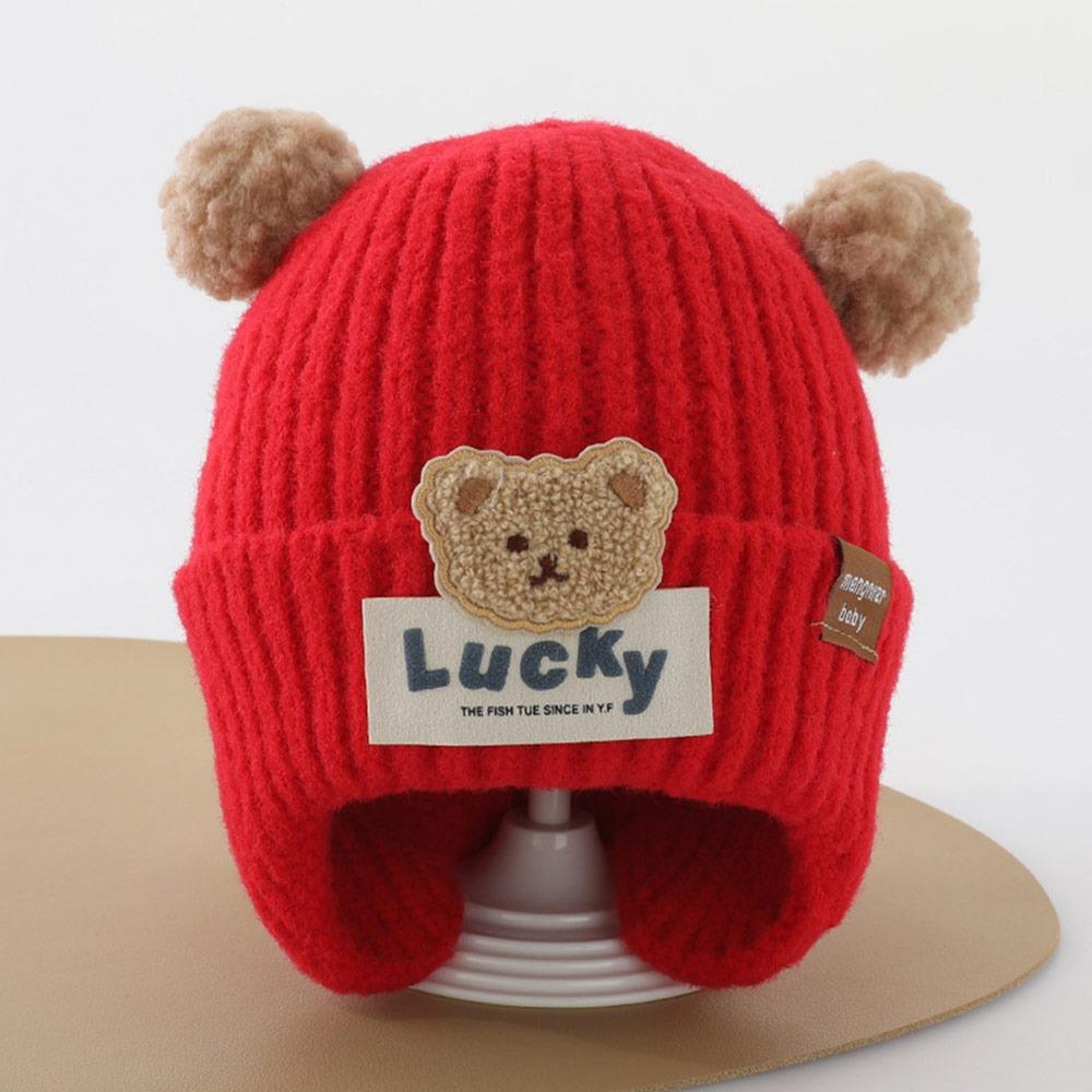 6-24Months Soft Baby Knitted Hat Plush Ball Children Warm Cap Windproof Winter Hat  Boys Girls