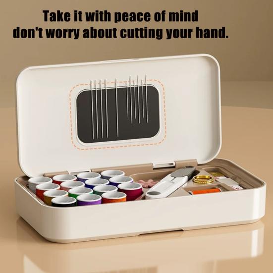 40Pcs/Set Portable Sewing Tools Kit with Storage Box, Thread, Needle, Tailor Scissors, Tape Measure, Mini Emergency Sewing Accessories Kit for