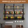 Wall Mounted Wine Rack 3 Tier Industrial Liquor Shelves with Glass Holder Wine Glass Bottle Rack for Home Dining Room & Kitchen