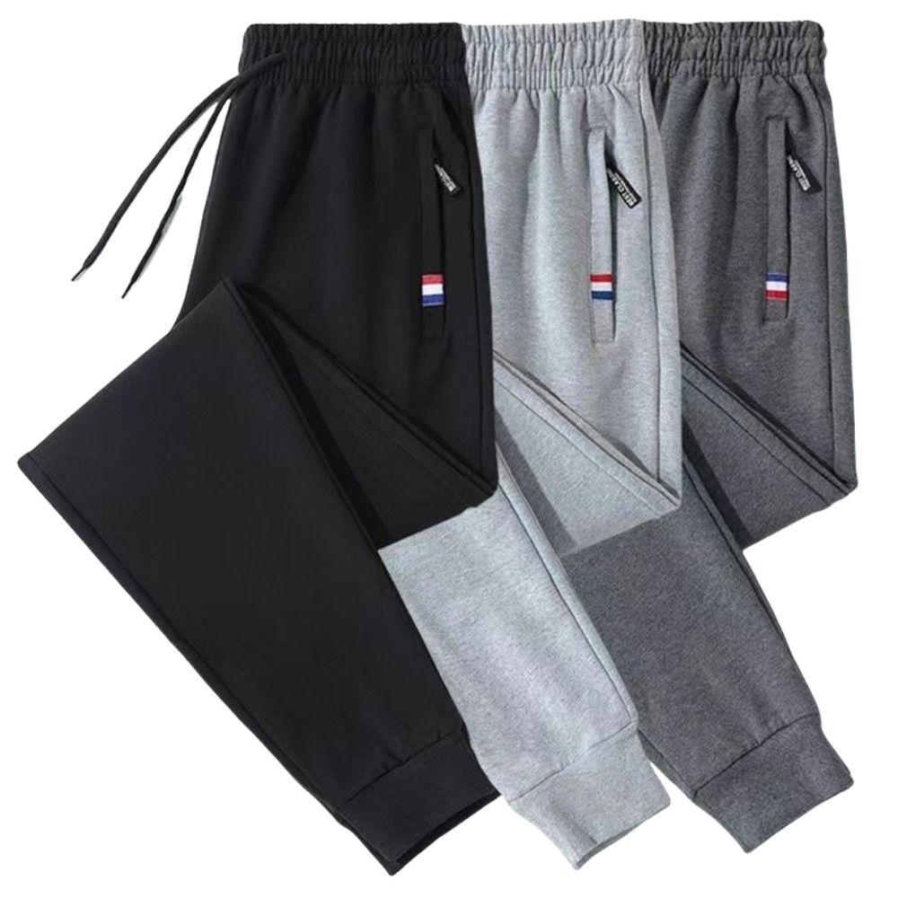 

Loose Sport Pants Men Solid Color Drawstring Trousers Soft Ankle Binding Pants Men L сірий