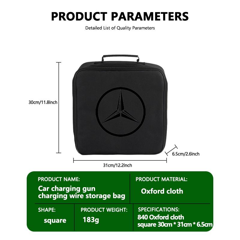 Oxford Cloth Car Charge Cable Case Organiser Waterproof Charging Gun Storage Bag For Benz AMG Exclusive A C E R V Class CLA CLS