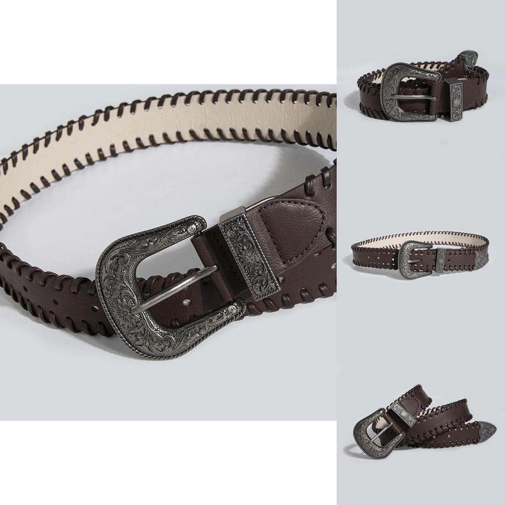 Handmade Vintage Leather Waist Belt With Unique Shape Design For Casual Wear