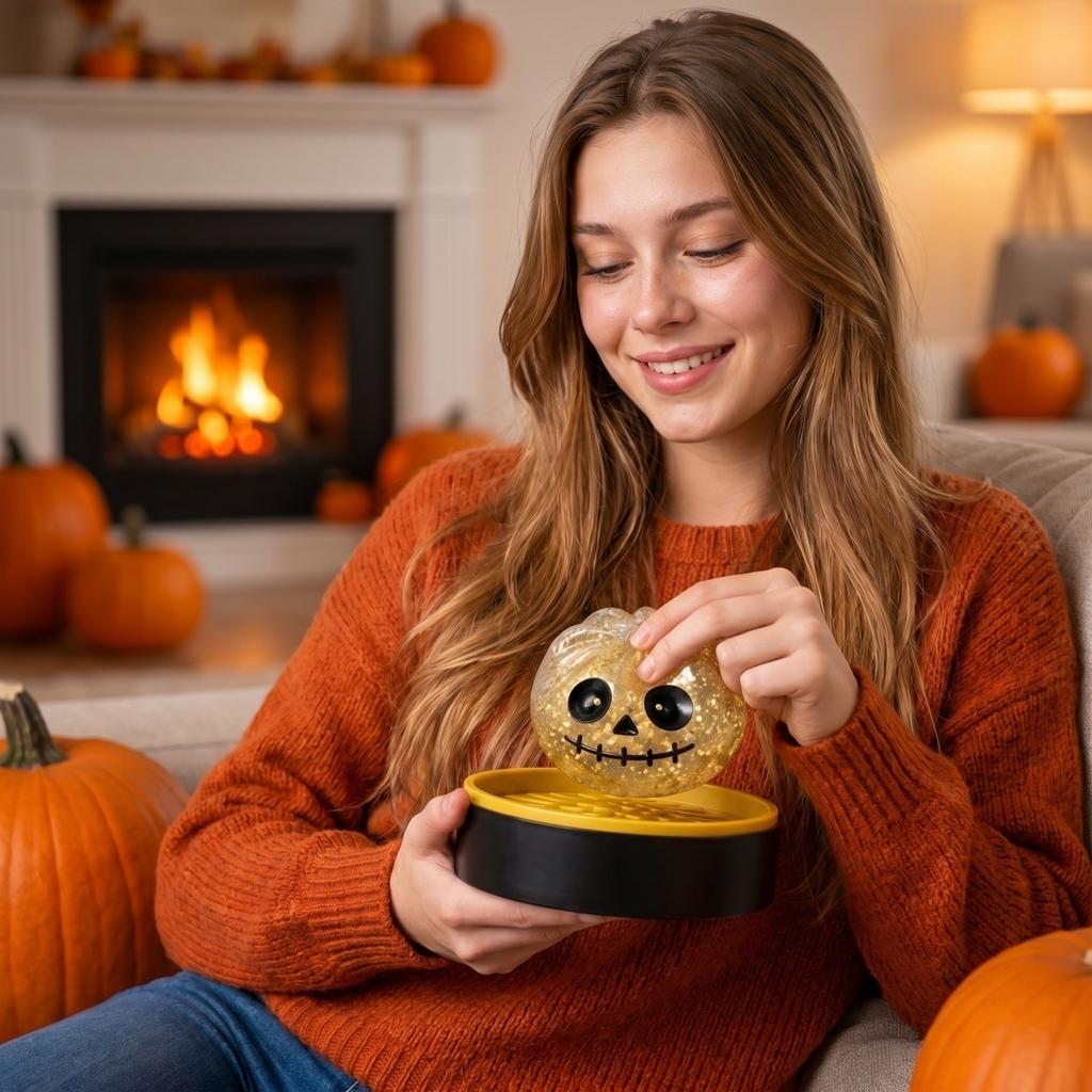 Halloween Pumpkin Squishy Toy with Steamer Lid Soft Slow Rising Stress Relief Toy for Kids and Adults Sensory Fidget Toy