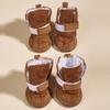 4pcs/Set Lamb Wool Pet Shoes, Suitable for Small/Medium Pets, Warm, Fashionable, Anti-Slip