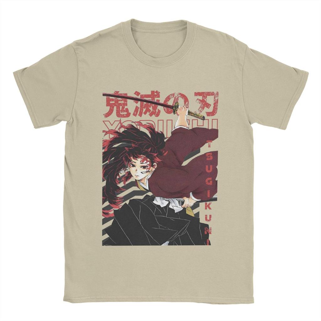 Yoriichi Tsugikuni ed Slayered T Shirt Men's Pure Cotton T-Shirts Round Neck Tee Shirt Short Sleeve Clothing Classic