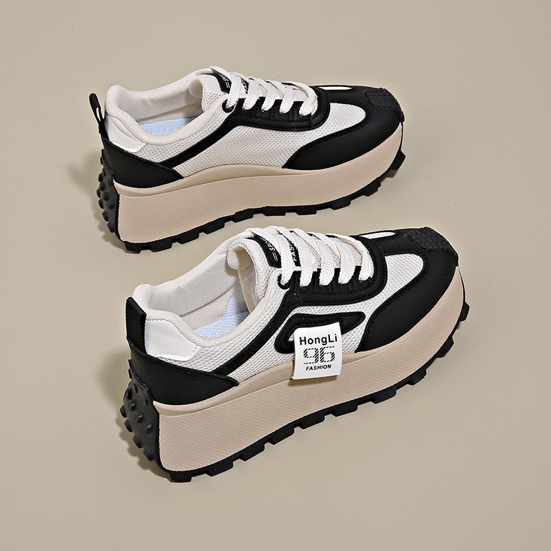 CRLAYDK Womens Chunky Sneakers Mesh Lace Up Shoes Platform Summer Casual Thick Sole Ladies Walking Trainer Tennis