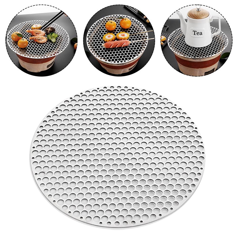 304 Stainless Steel Round BBQ Net With Foot Barbecue Grill Cooling Rack Steam Baking Rack Camping Outdoor Mesh BBQ Tools