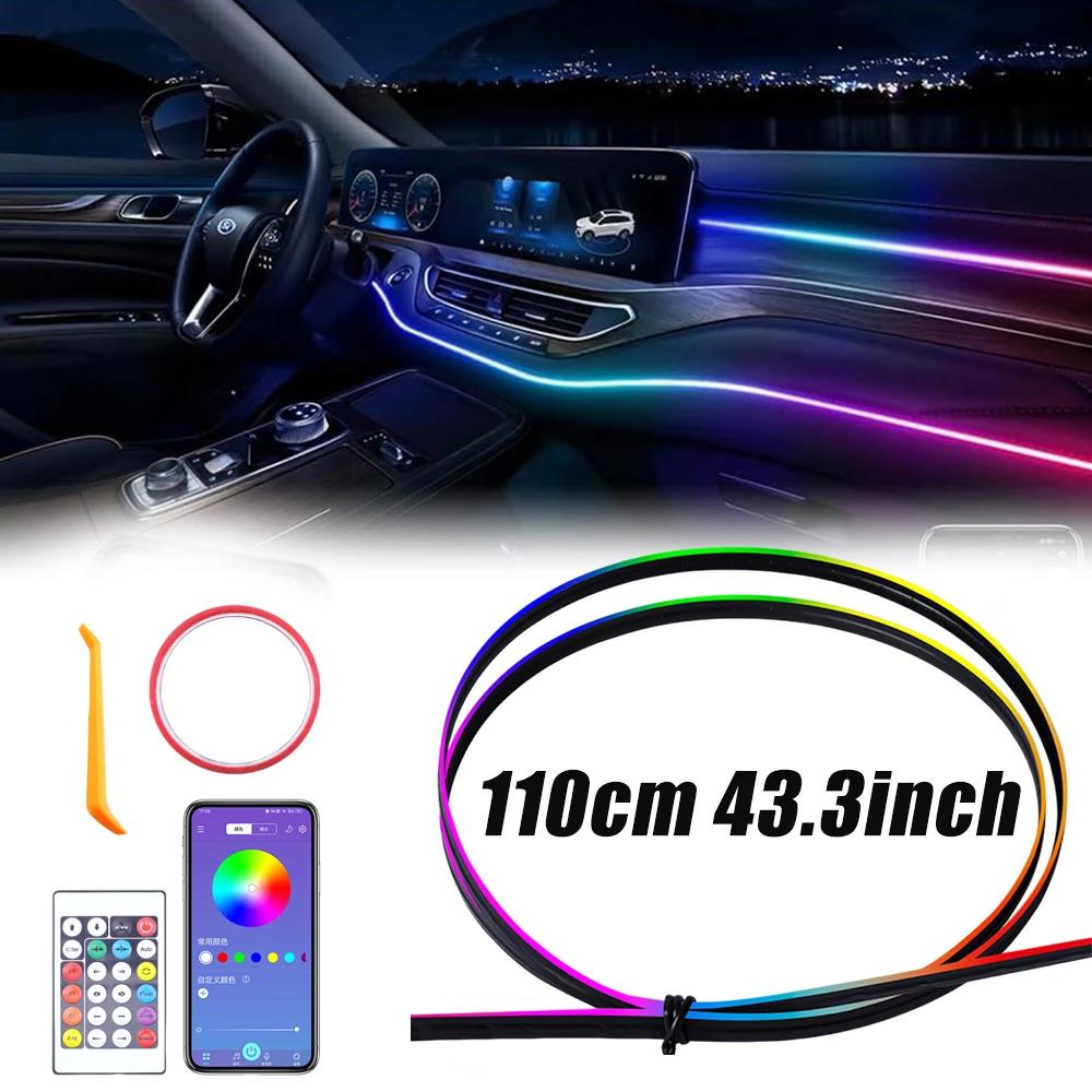 Acrylic Interior Car LED Light Strip with APP RGB Auto Atmosphere Lamp Decoration USB Neon Ambient Light Srrip Music Sync Rhythm Neon Lights 4