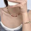 Colorful Beads Stone Jewelry Elegant Female Jewelry Freshwater Pearl Necklace Bracelet  Women