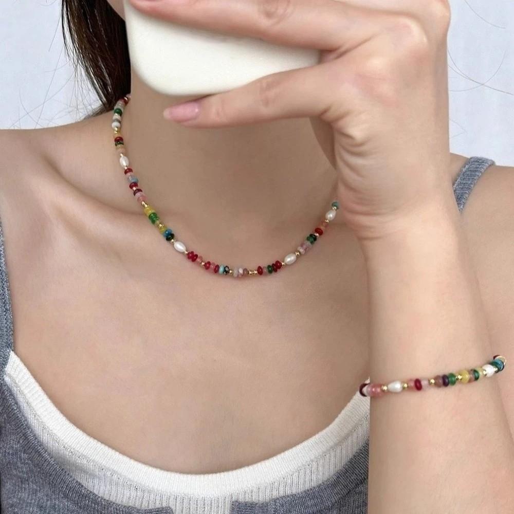 Colorful Beads Stone Jewelry Natural Female Jewelry Anniversary Gift