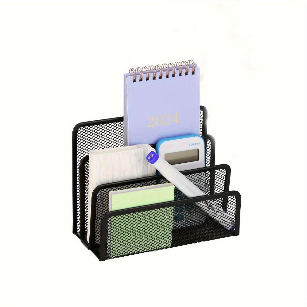 Metal Desk Office File Holder Multifunctional Mesh Desk Organizer  Business Card File