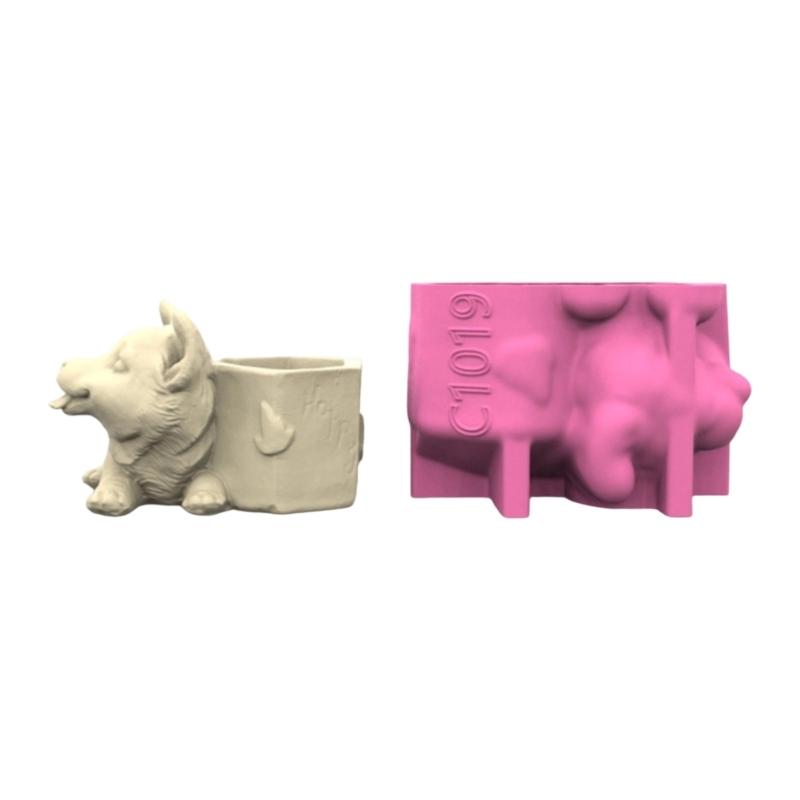 Creative Dog Planter Sturdy Silicone Mould Reusable Artistics Cement Cast Craft Supplies Accessory for Home and Garden 1