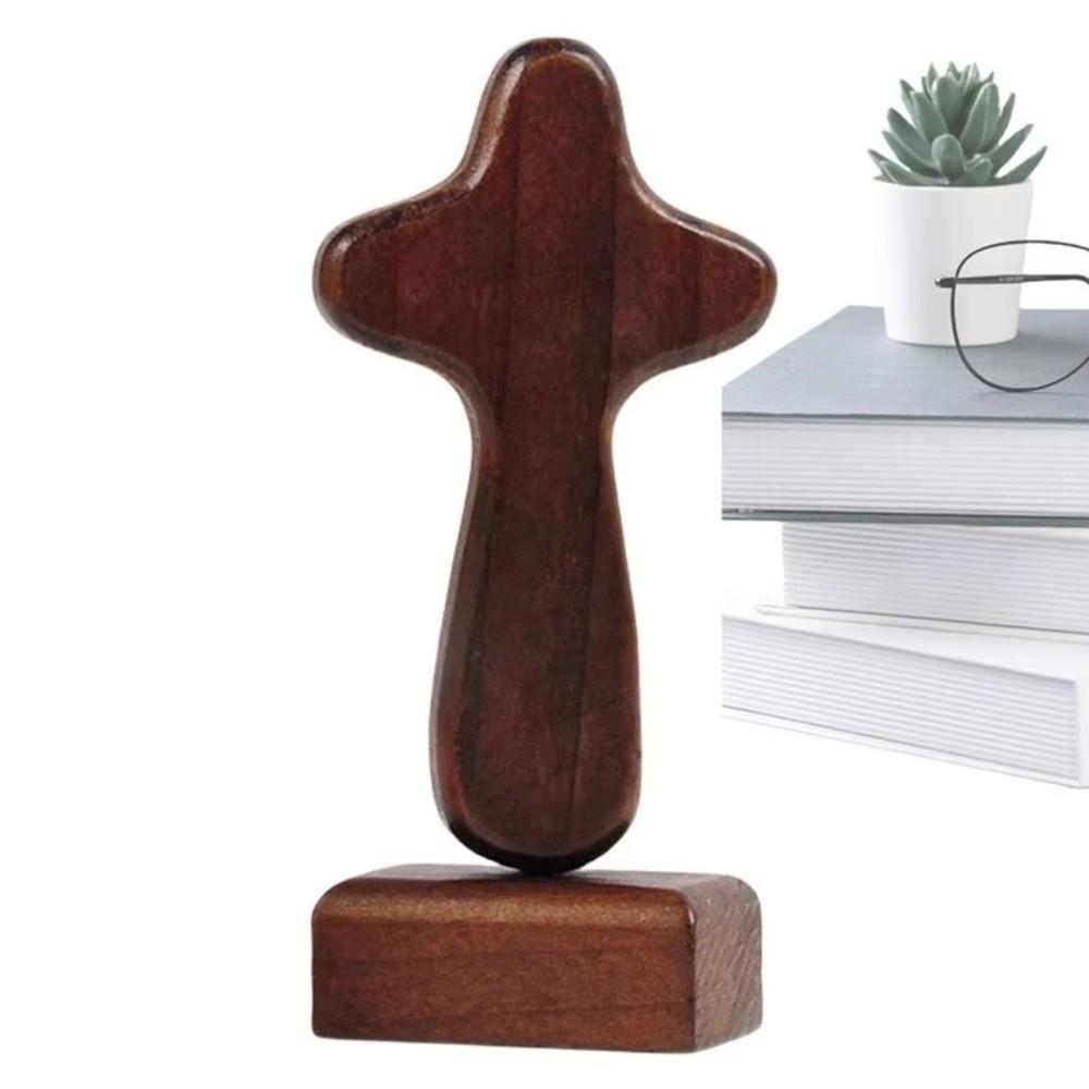 Magnetic Base Crosses Figurine Portable Crucifix Sculpture Wood Cross Statue  Living Room