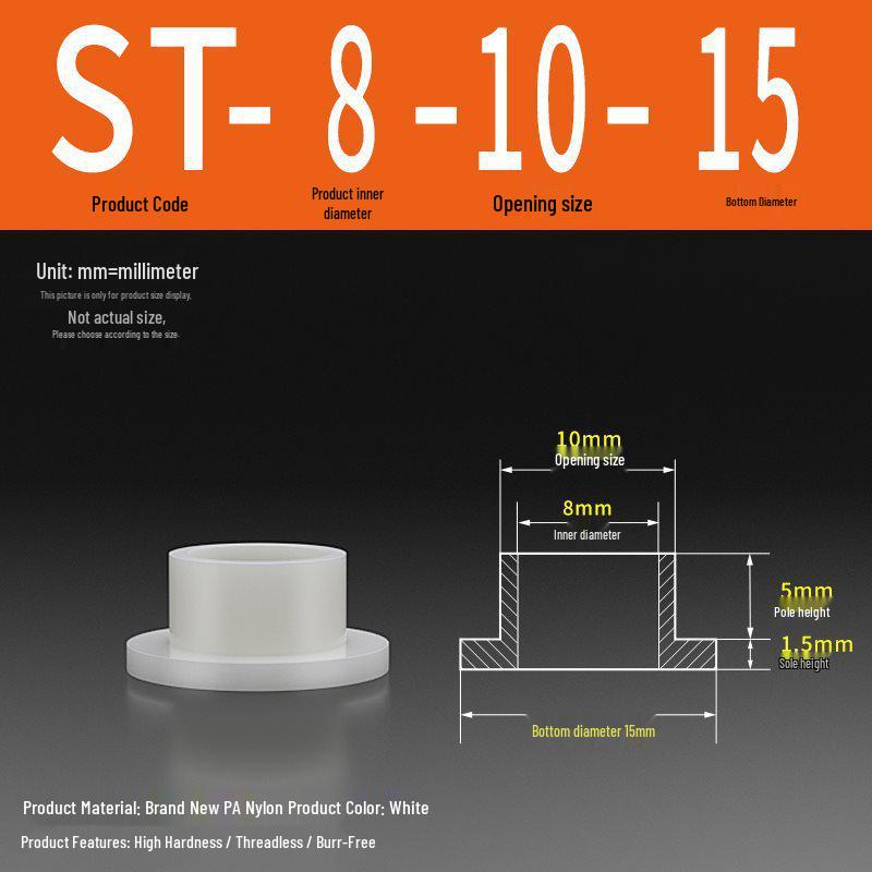 T-förmige Nylon-Unterlegscheibe: Konvex-Konkave Schraubwellenhülse, Stufen-Kunststoffscheibe, Nylonbuchse, Isolierkapsel ST2-ST35