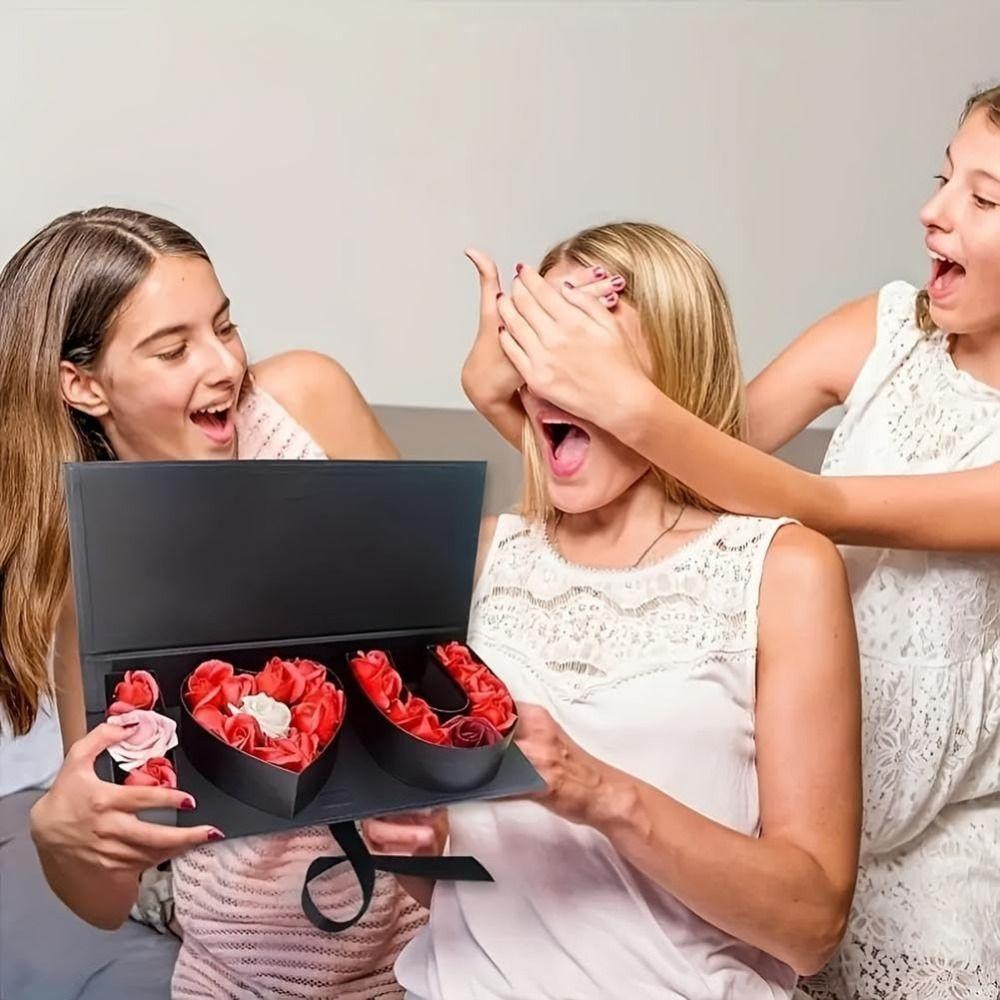 Rectangle I Love You Empty Box Romantic Large Size Jewelry Gift Box Red Color Letter-Shaped Thicker Flowers Gift Box