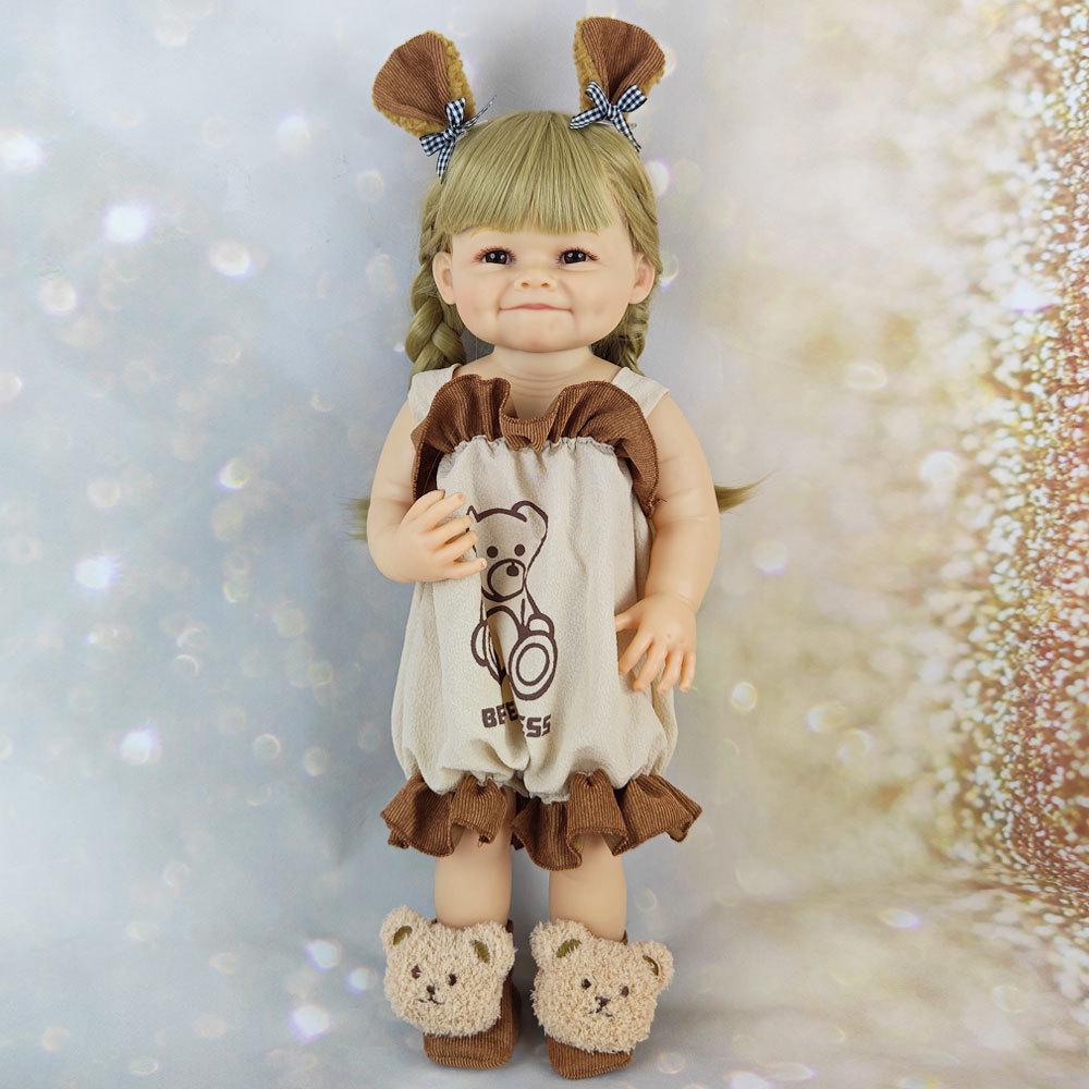 

55 см Интерактивная кукла реборн с датчиком гравитации - Мягкая виниловая игрушка-младенец с плюшевым мишкой-компаньоном Comfort Doll (No Function)