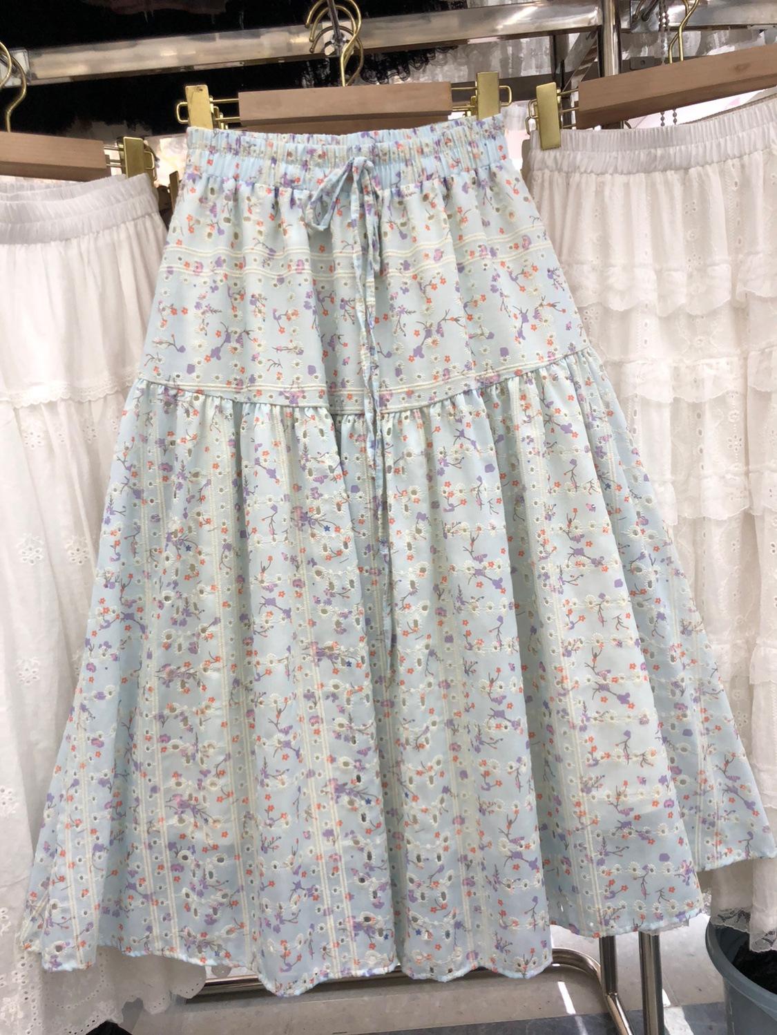 

2025 женская одежда мода текстура супер хорошая тяжелая промышленность вышивка элегантная и тонкая кружевная эластичная талия юбка женская average size