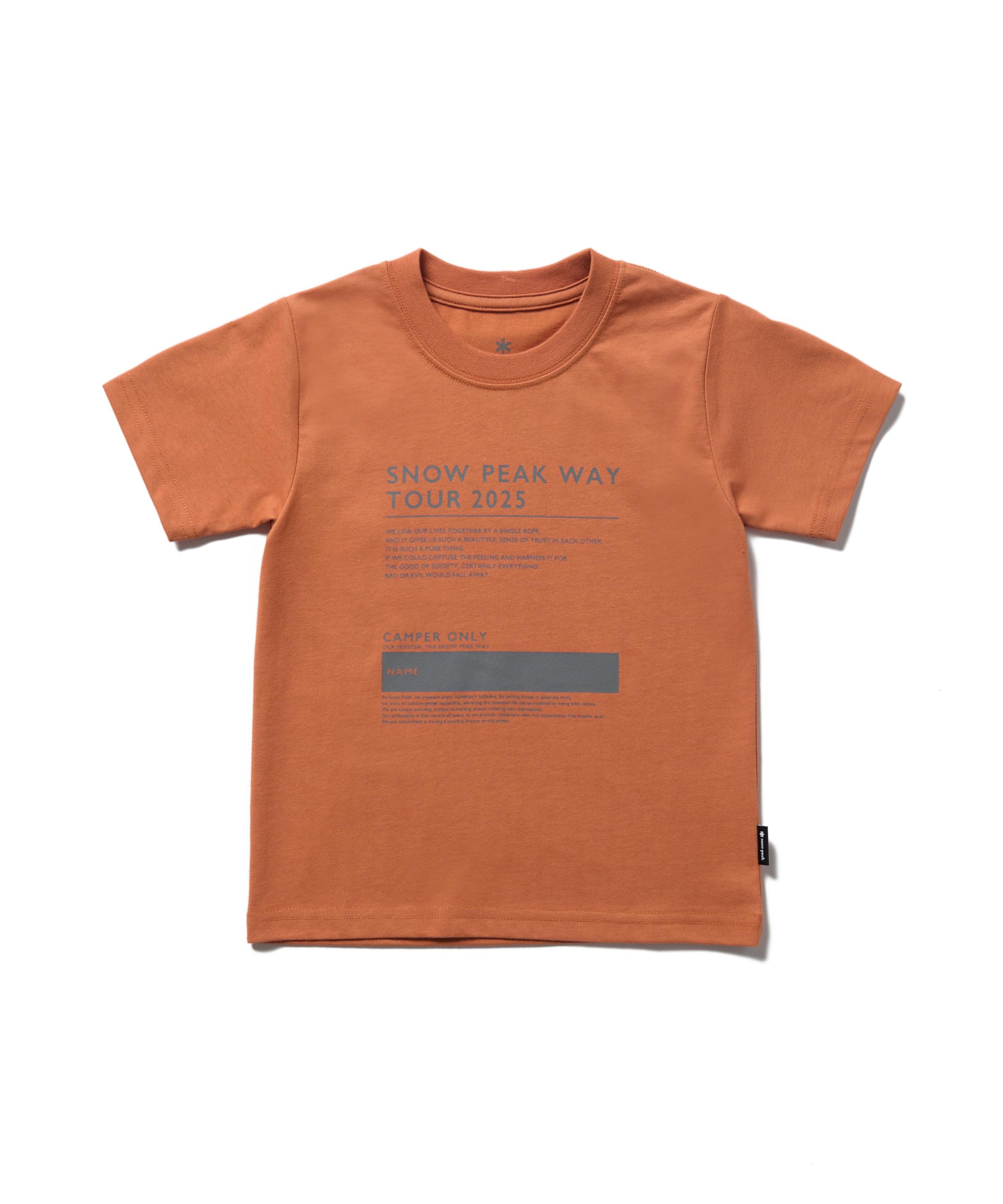 

Snow Peak Детская футболка SPW Tour 2025 (TS-25SK102), Рукав, Детская футболка оранжевый