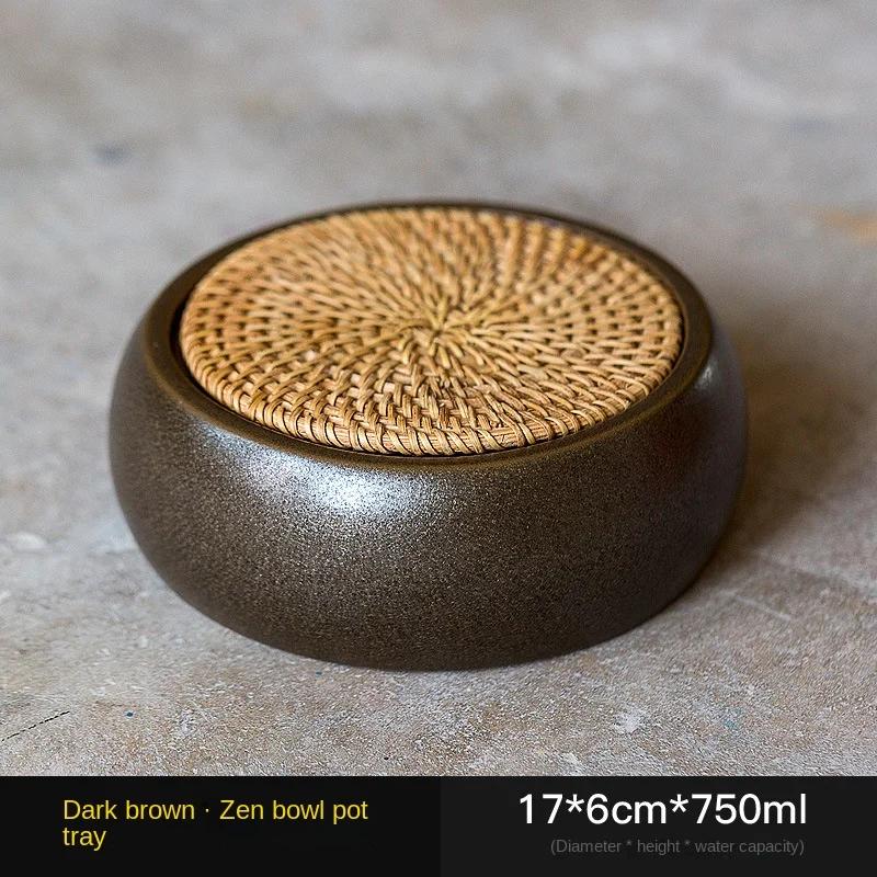 Japanese-Style Large Vintage Rattan Pot Tray Ceramic Pot Holder Pot Mat Pot Is Kung Fu Tea Utensils Tea Ceremony Tea Table