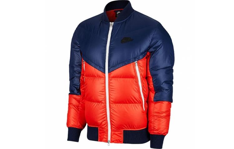 Nike Down Jackets Men s Navy Blue Hooded Moderate Quilted Down Jacket CU4403-673 L