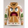 Unisex 3D Printed Hoodie Angry Gingerbread Man Christmas Pullover Long Sleeve Casual Holiday Sweatshirt Men Women Street Top