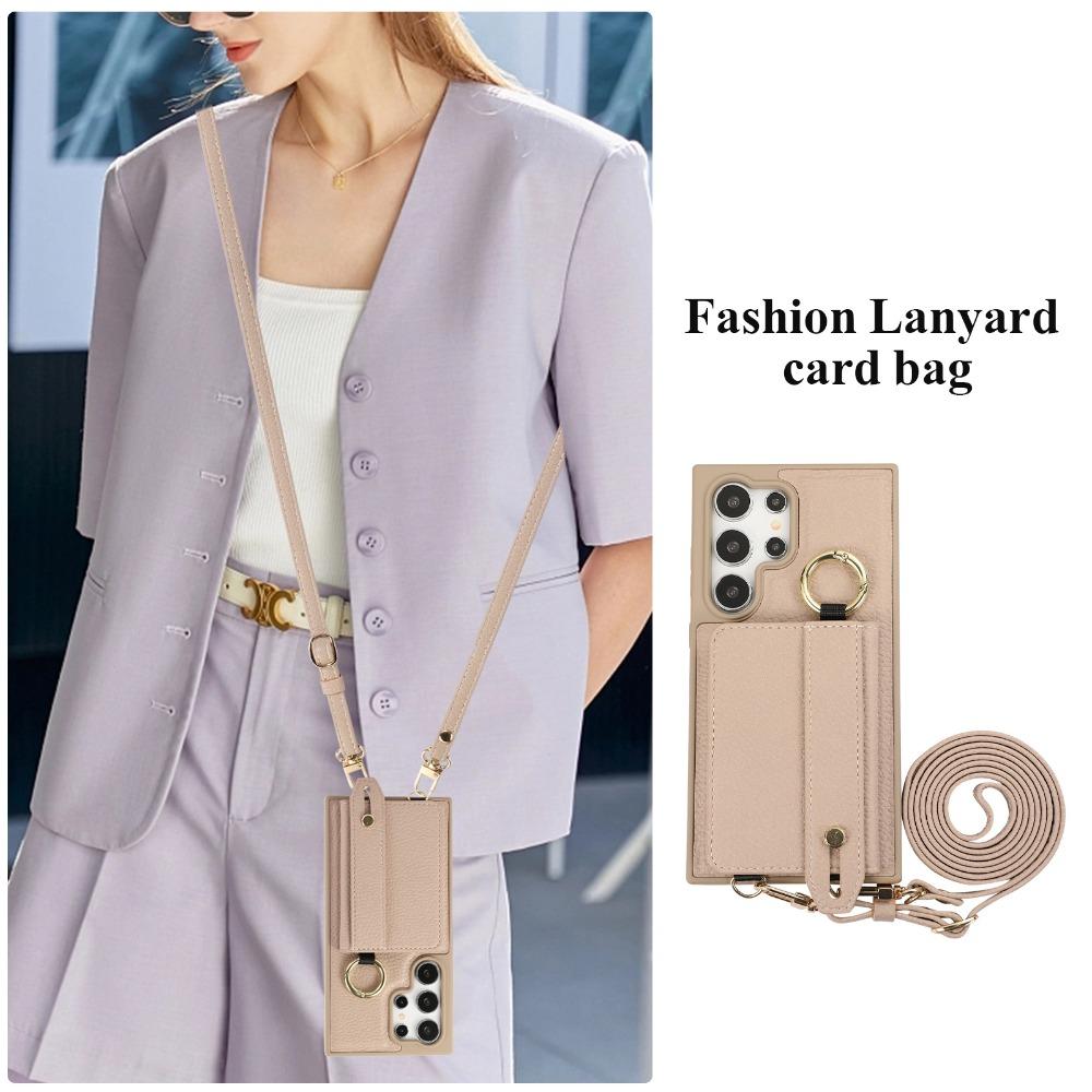 Crossbody-Geldbörse mit Kartenhalter, Handyhülle für Samsung Galaxy S25 Ultra S24 FE S23 S22 Plus, Umhängeband, Handschlaufe, Lederhülle