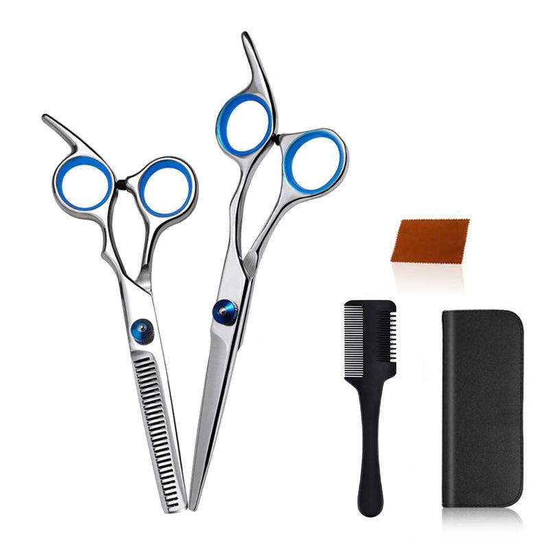 10 Piece Hair Cutting Scissors Set Professional Barber Thinning Shears Stainless Steel Comb Cape Brush Leather Case