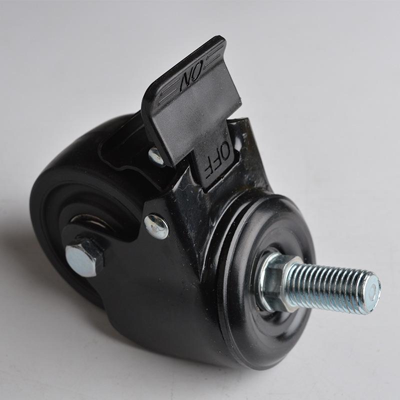 Durable Universal Nylon Stroller Wheel with Low Center of Gravity, Caster, Threaded Rod, and Brake