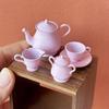 5Pcs/Set Model Miniature Porcelain Tea Cup Set Teapot Miniature Scene Toy  Miniatures Scene