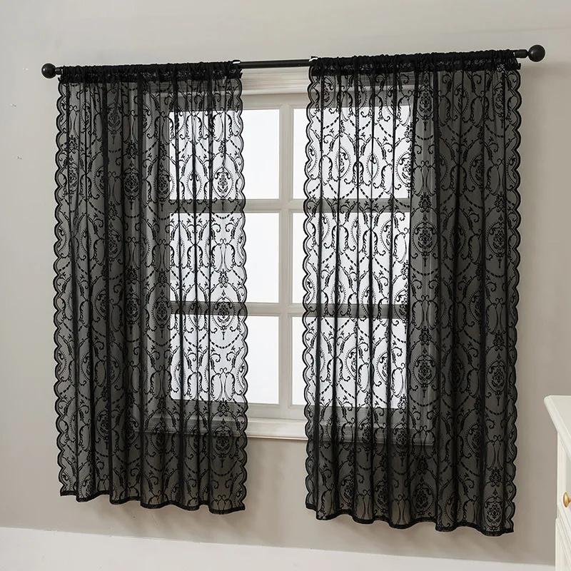 1 Panel Vintage Lace Curtains Rod Pocket Sheer Curtain Long-Romantic Flowers Branch Window Curtain for Living Room French Decor