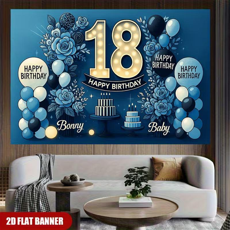 2D 18th Birthday Photography Background Banner for Photoshoot