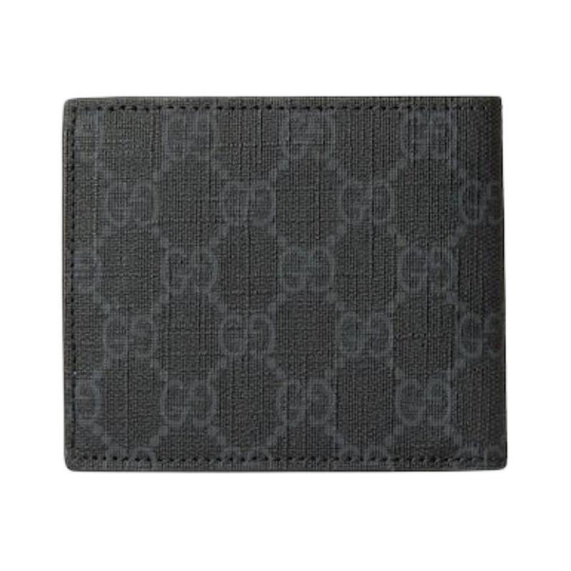 Gucci Dubbel G logo keramische afwerking klepsluiting GG Supreme canvas en lederen portemonnee heren zwart