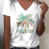 T-shirt casual da donna a maniche corte con scollo a V