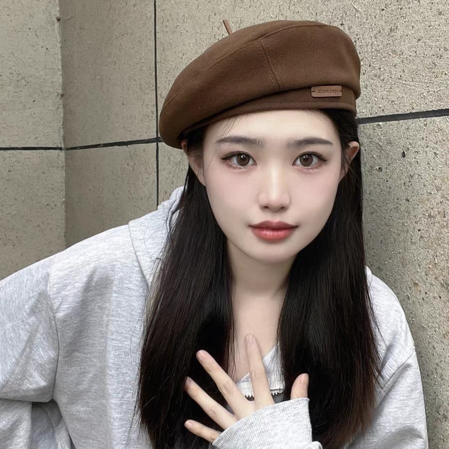 Woolen Beret Woman Shows Face Small Autumn and Winter Baby Bear Retro Cartoon Fashionable Temperament Painter Hat Woman