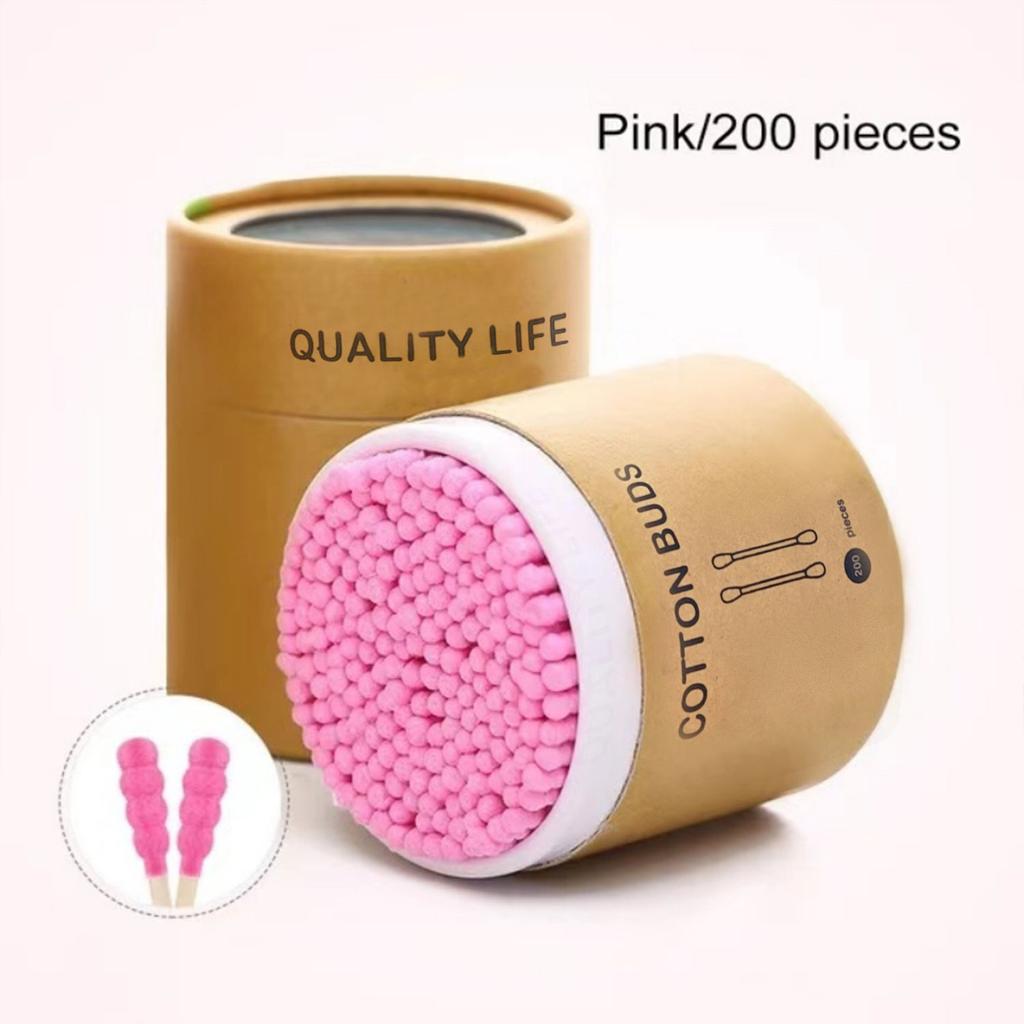 200PCS double head cotton swabs Large capacity bamboo cotton swabs double head spiral disposable baby cleaning and care tools