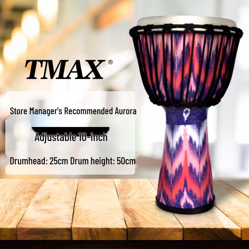 TMAX Men s 10-inch African Fiberglass Drum for Professional and Beginner Use