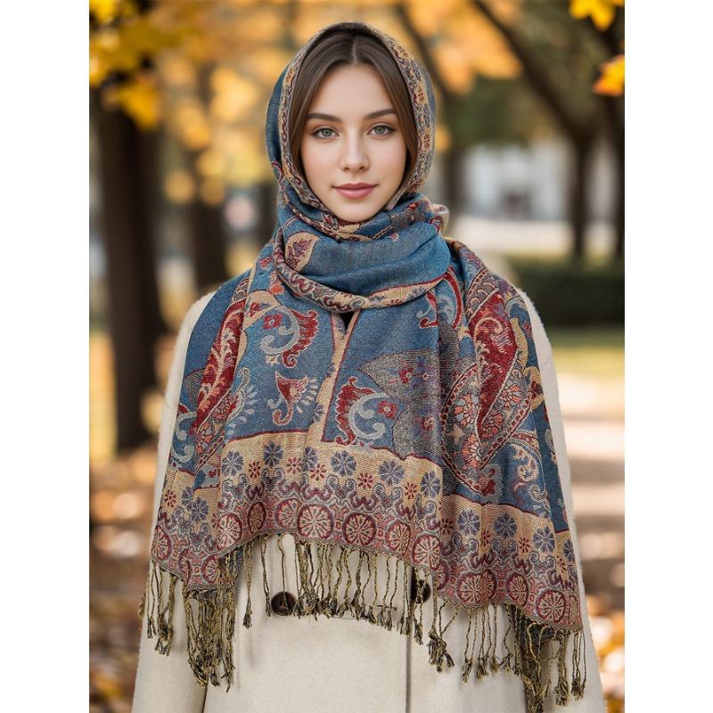 Hot-selling popular cashew nut pattern fringed scarf female Xiyin versatile good-looking shawl female