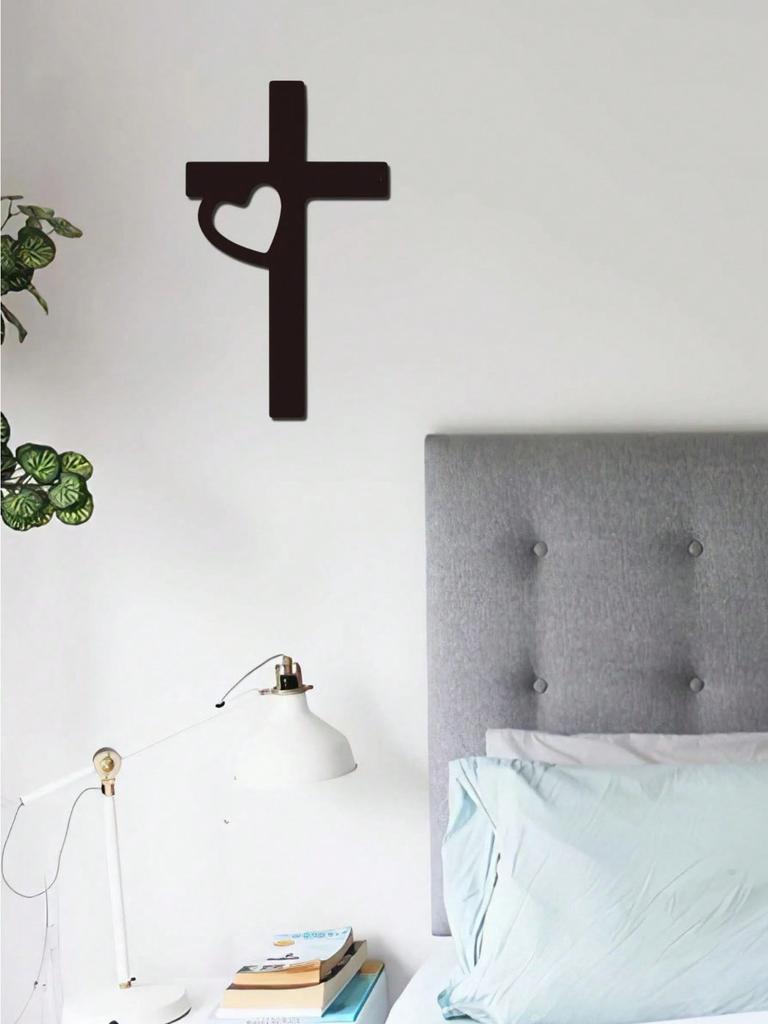 Black Metal Cross Wall Decor Christian Symbol for Living Room Bedroom Religious Belief Gift