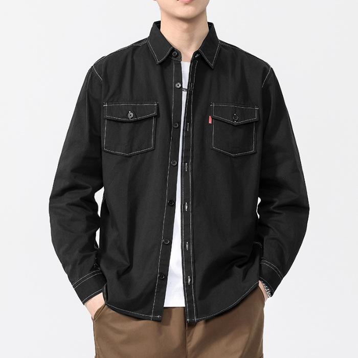 New Spring Solid Color Shirt for Men Re-stylish Casual Cotton Shirt